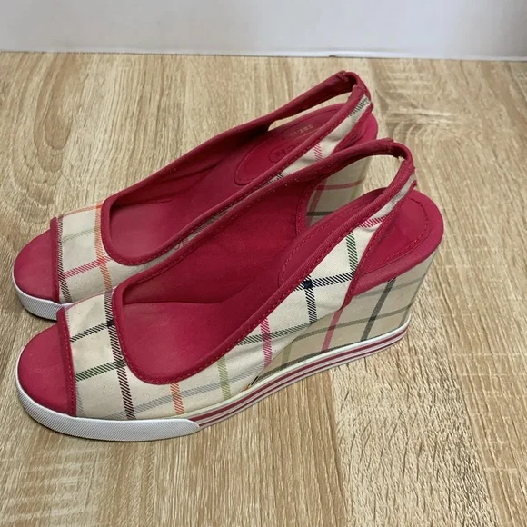 Coach Wedge Slingback Sandal 3.5" Heels, Vintage Plaid, 7.5 - Picture 5 of 8